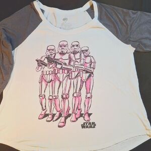 Plus Size Star Wars Jersey Style 3/4 Sleeve Cotton Blend